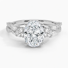 Oval Lab grown Diamond Three Stone Cluster Engagement Ring