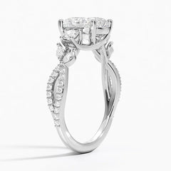 Oval Lab grown Diamond Three Stone Cluster Engagement Ring
