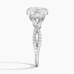 Oval Lab grown Diamond Three Stone Cluster Engagement Ring