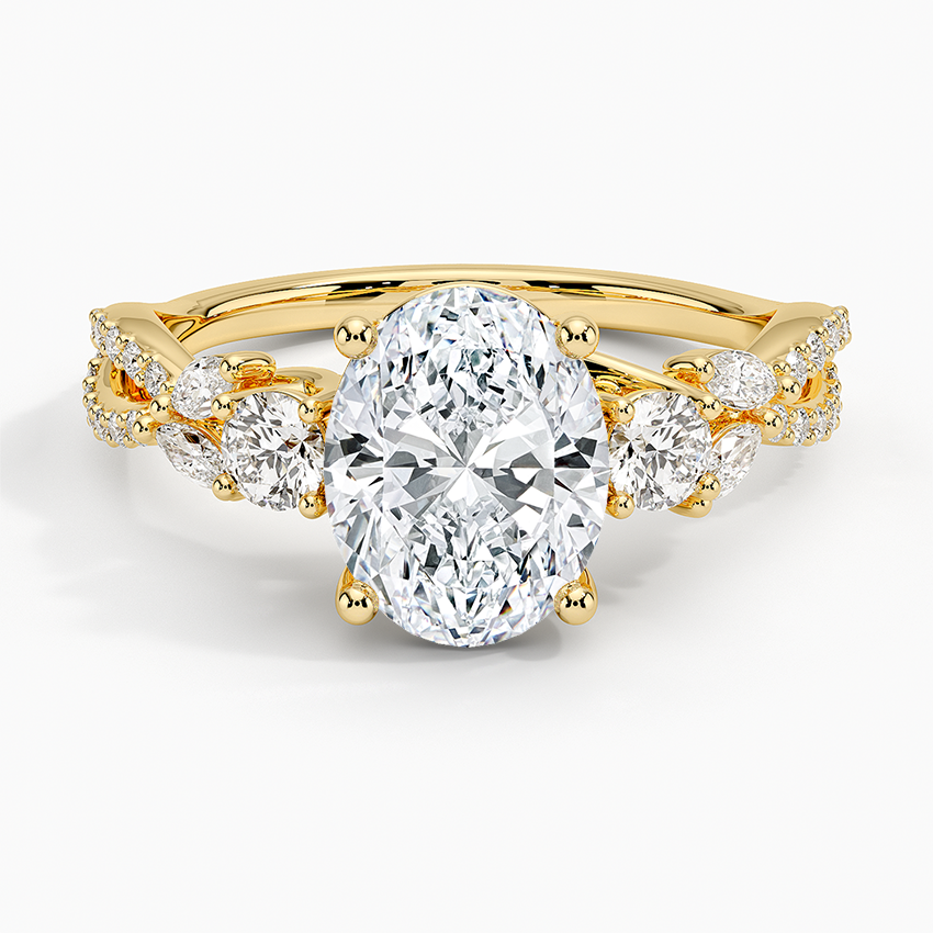 Oval Lab grown Diamond Three Stone Cluster Engagement Ring