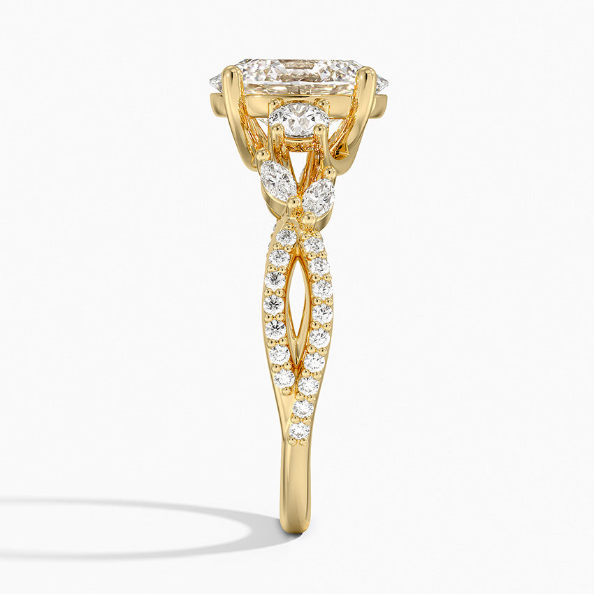 Oval Lab grown Diamond Three Stone Cluster Engagement Ring
